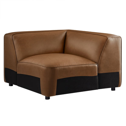 Auren Upholstered Vegan Leather Modular Corner Chair by Modway in tan brown with black base on Tampa Home & Garden Store