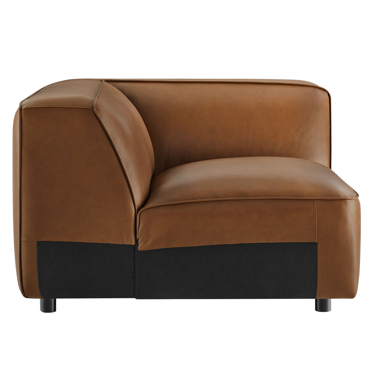 Auren Upholstered Vegan Leather Modular Corner Chair by Modway in tan with black base on Tampa Home & Garden Store