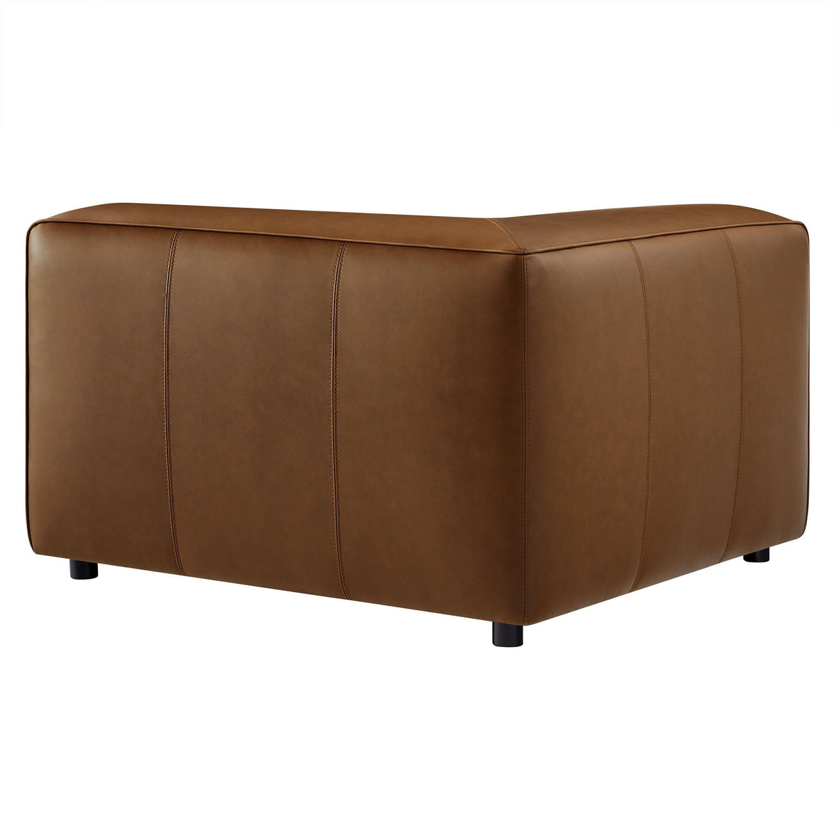 Auren upholstered vegan leather modular corner chair in brown with stitching by Modway on Tampa Home & Garden Store