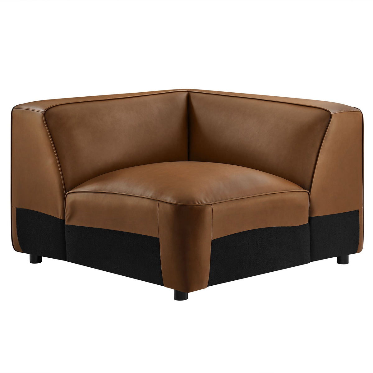 Auren upholstered vegan leather modular corner chair in tan brown with black base on Tampa Home & Garden Store
