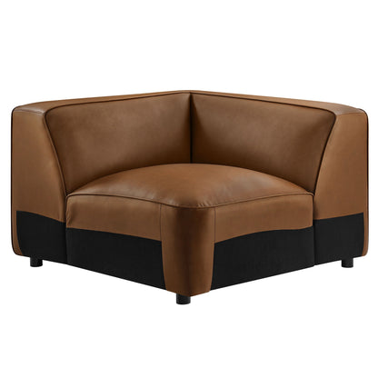 Auren upholstered vegan leather modular corner chair in tan brown with black base on Tampa Home & Garden Store