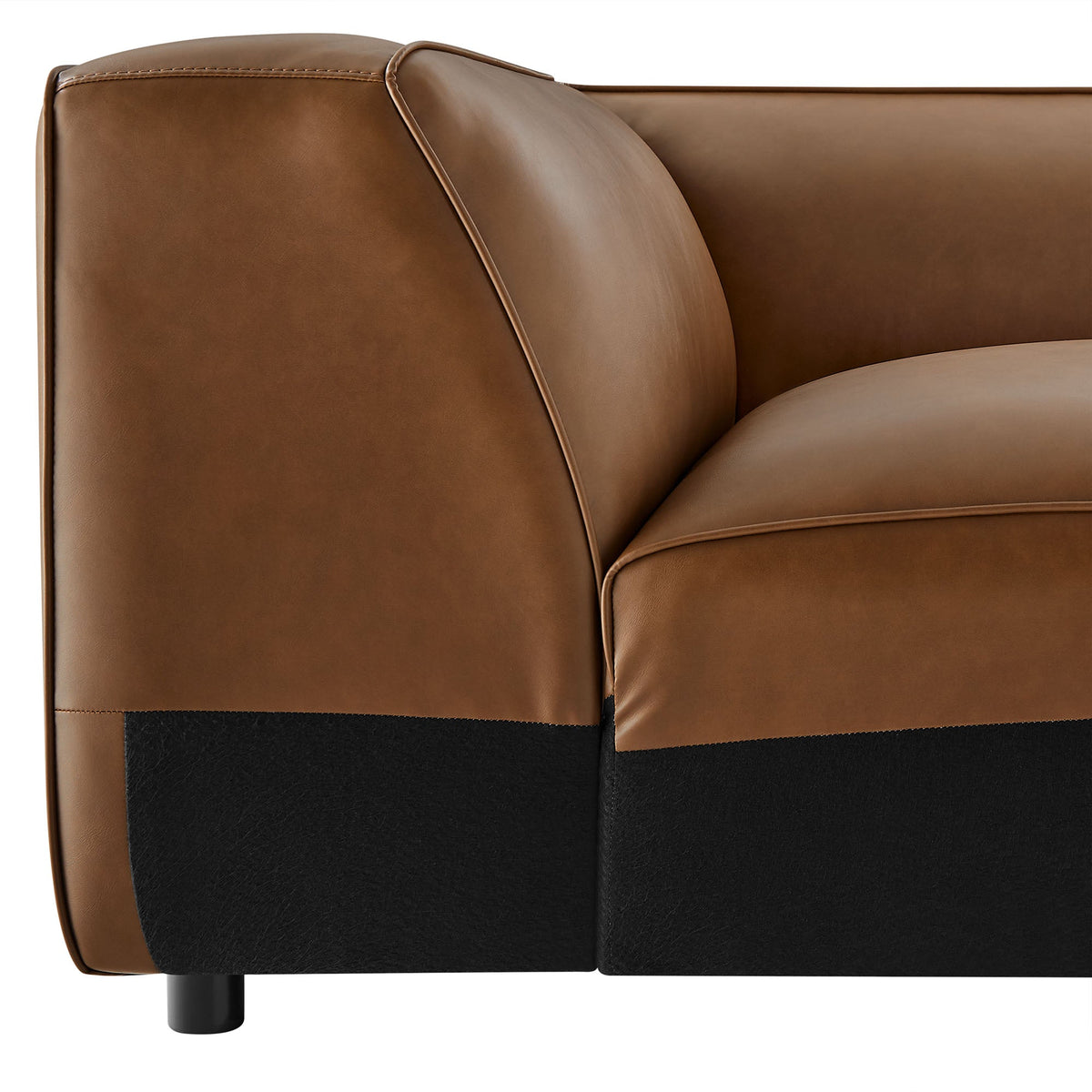 Auren Upholstered Vegan Leather Modular Corner Chair tan brown with black base on Tampa Home & Garden Store