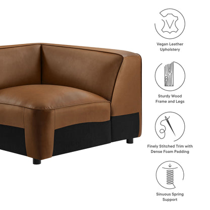 Auren upholstered vegan leather modular corner chair by Modway, warm brown with black base on Tampa Home & Garden Store
