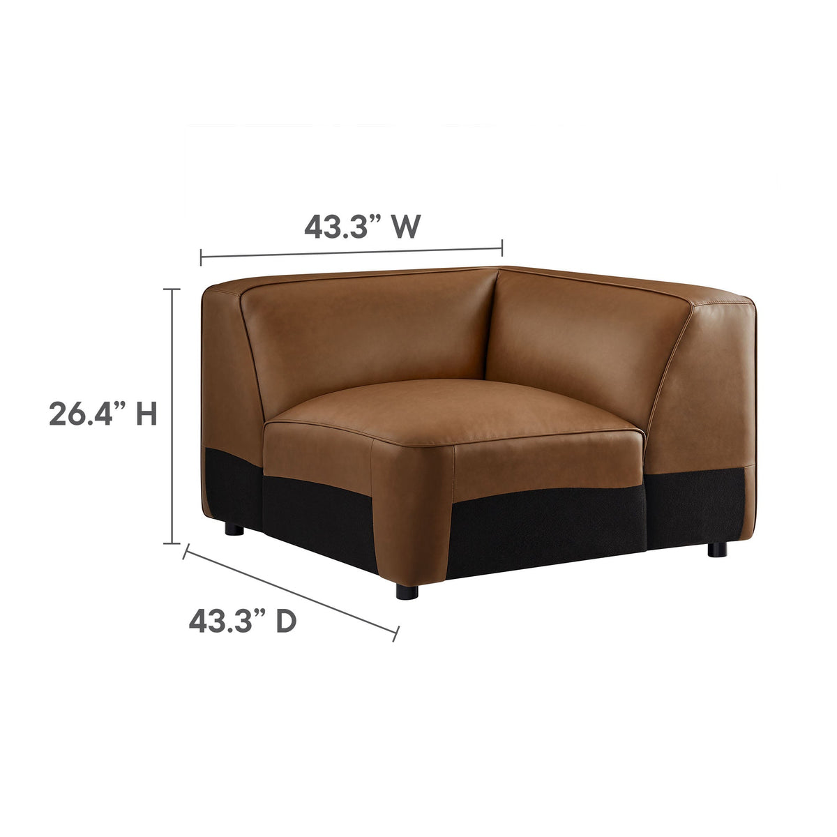 Auren modular corner chair vegan leather in brown by HouseOfZazla for living room on Tampa Home & Garden Store