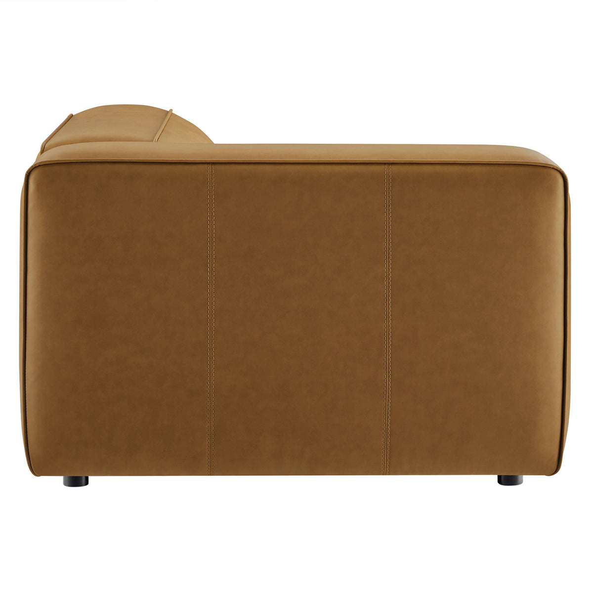 Auren Upholstered Vegan Leather Modular Left Armchair in caramel tan by HouseOfZazla on Tampa Home & Garden Store