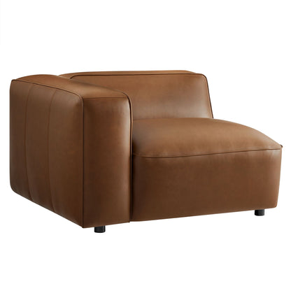 Auren upholstered vegan leather modular left armchair close-up in caramel brown by Modway on Tampa Home & Garden Store