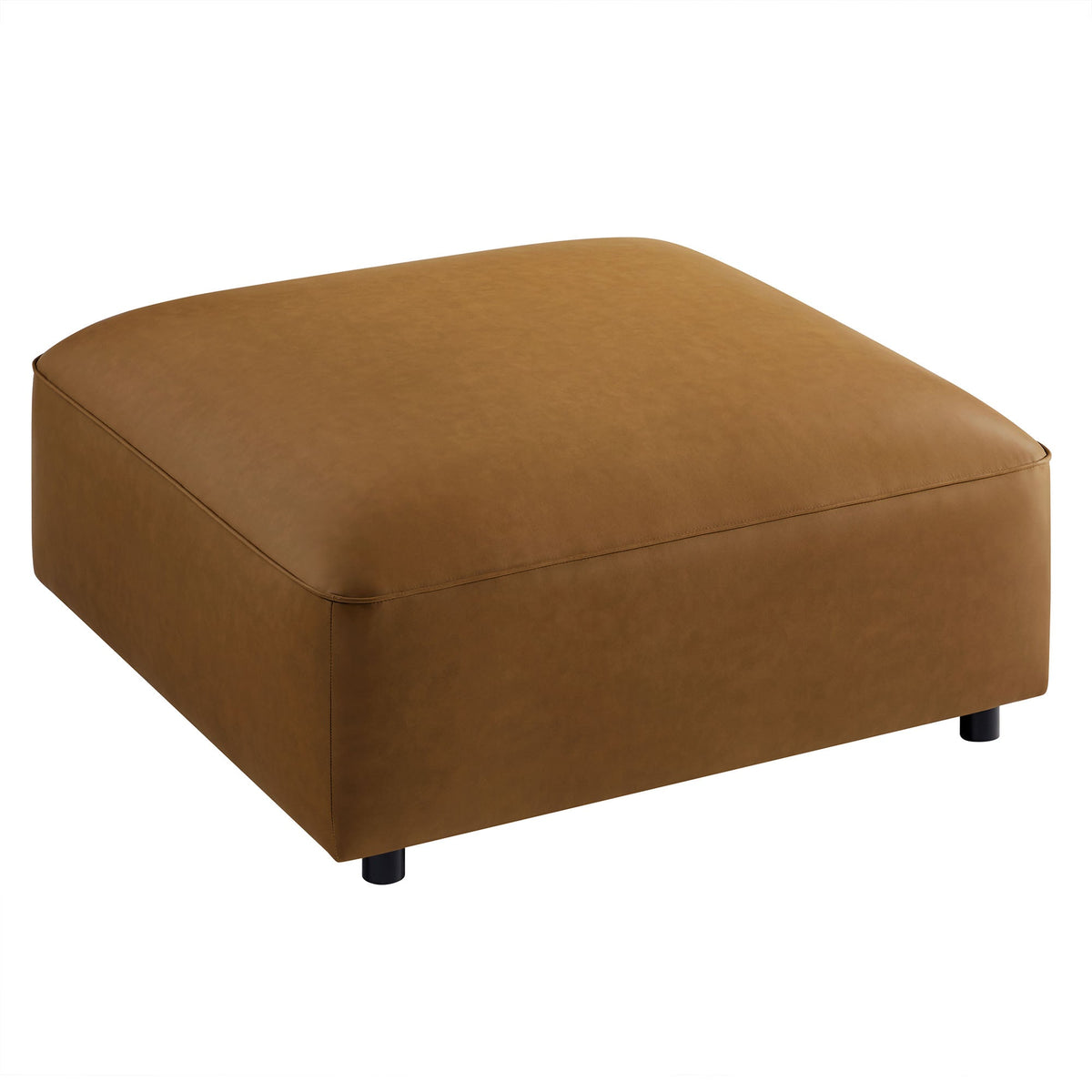Auren vegan leather ottoman in caramel tan with rounded edges, by Modway for HouseOfZazla on Tampa Home & Garden Store