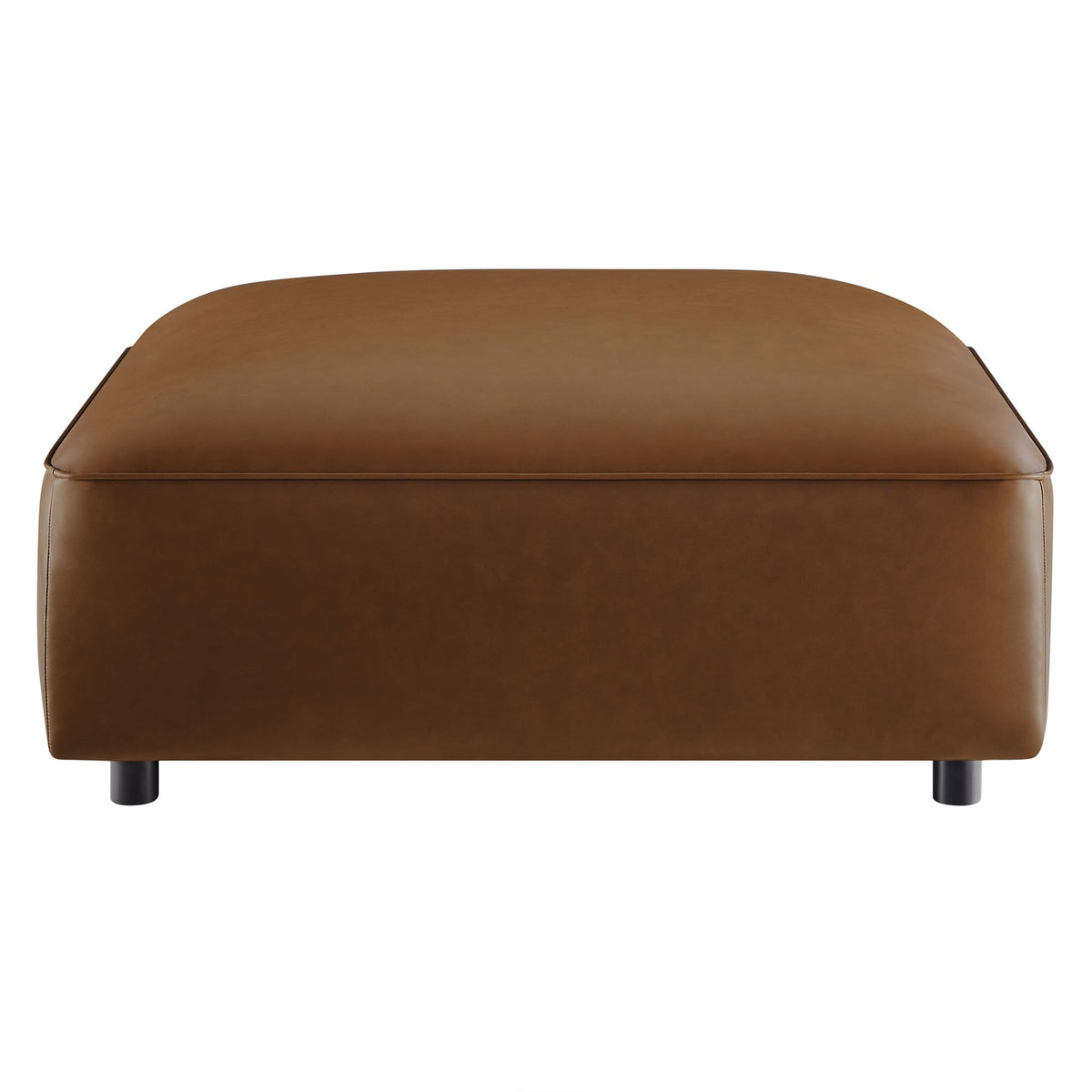 Auren upholstered vegan leather ottoman in brown with black metal legs by Modway on Tampa Home & Garden Store