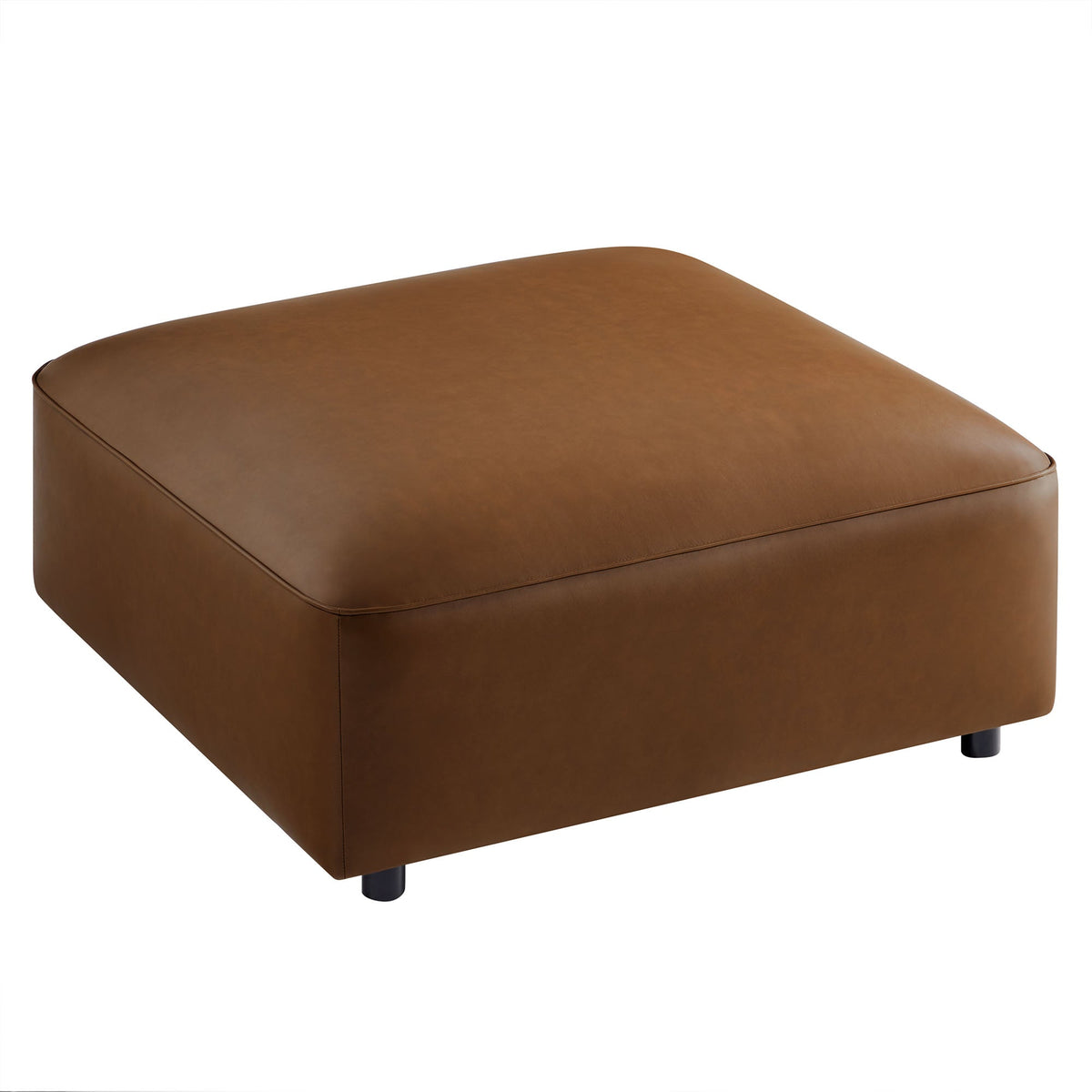 Auren upholstered vegan leather ottoman by Modway in caramel brown with rounded edges on Tampa Home & Garden Store