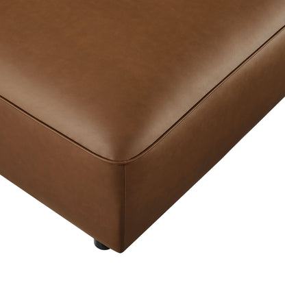 Auren upholstered vegan leather ottoman in brown with seams and dark feet by Modway on Tampa Home & Garden Store