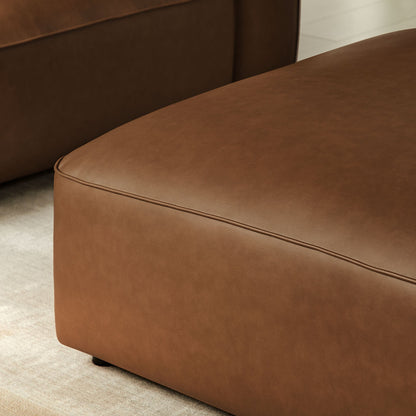 Auren Upholstered Vegan Leather Ottoman brown vegan leather with top stitching by Modway on Tampa Home & Garden Store