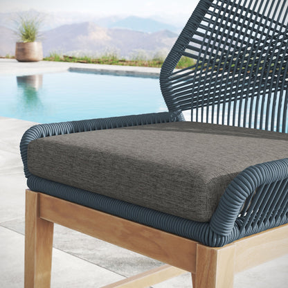 Wellspring outdoor teak and rope counter stool by Modway; dark gray woven rope with teak base on Tampa Home & Garden Store