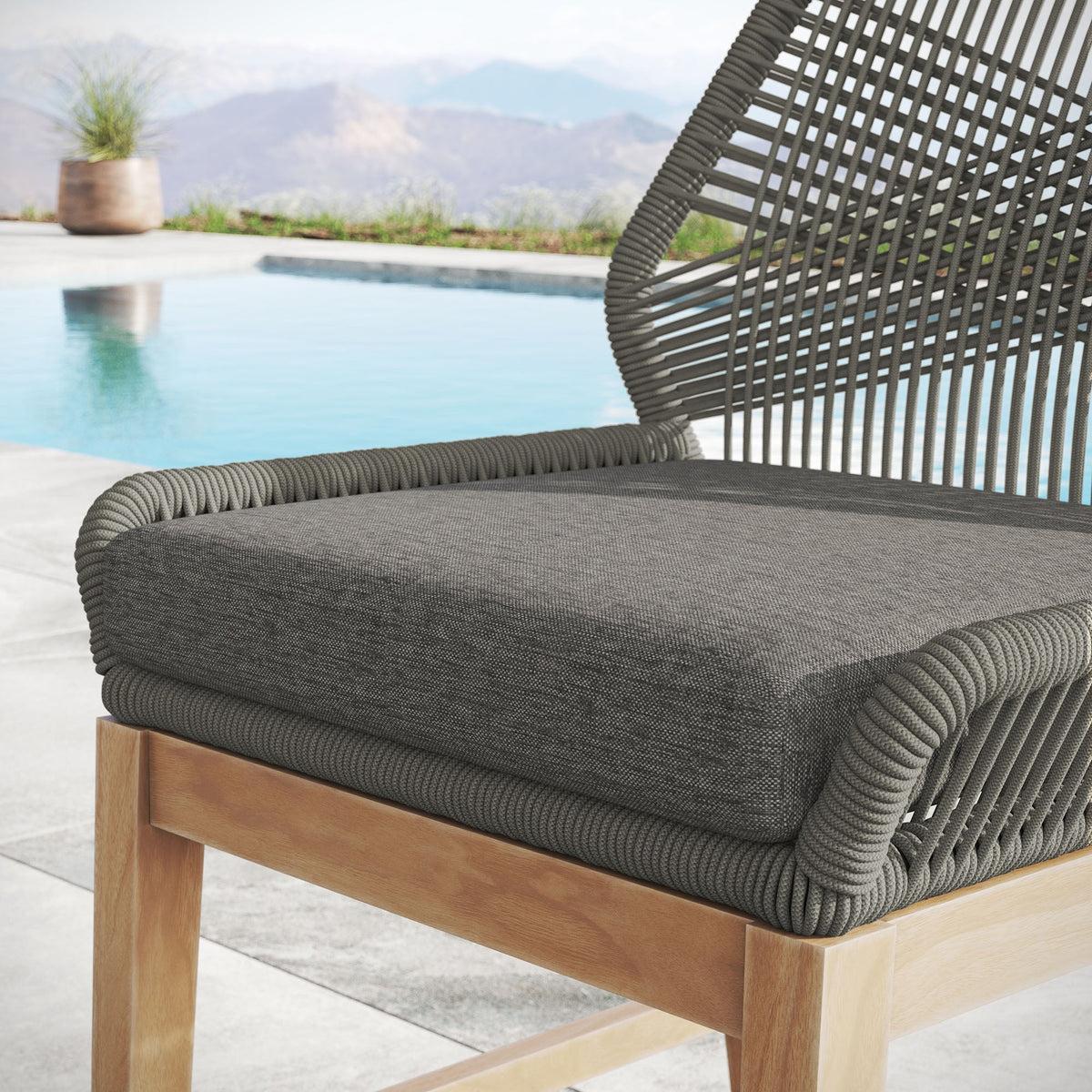 Wellspring outdoor teak rope counter stool gray rope-wrapped seat with teak frame by Modway on Tampa Home & Garden Store
