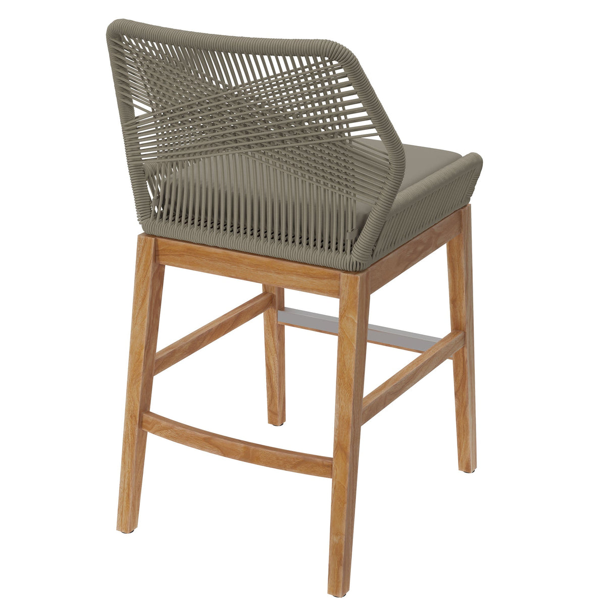 Wellspring outdoor teak and rope counter stool by Modway with gray cushion on Tampa Home & Garden Store