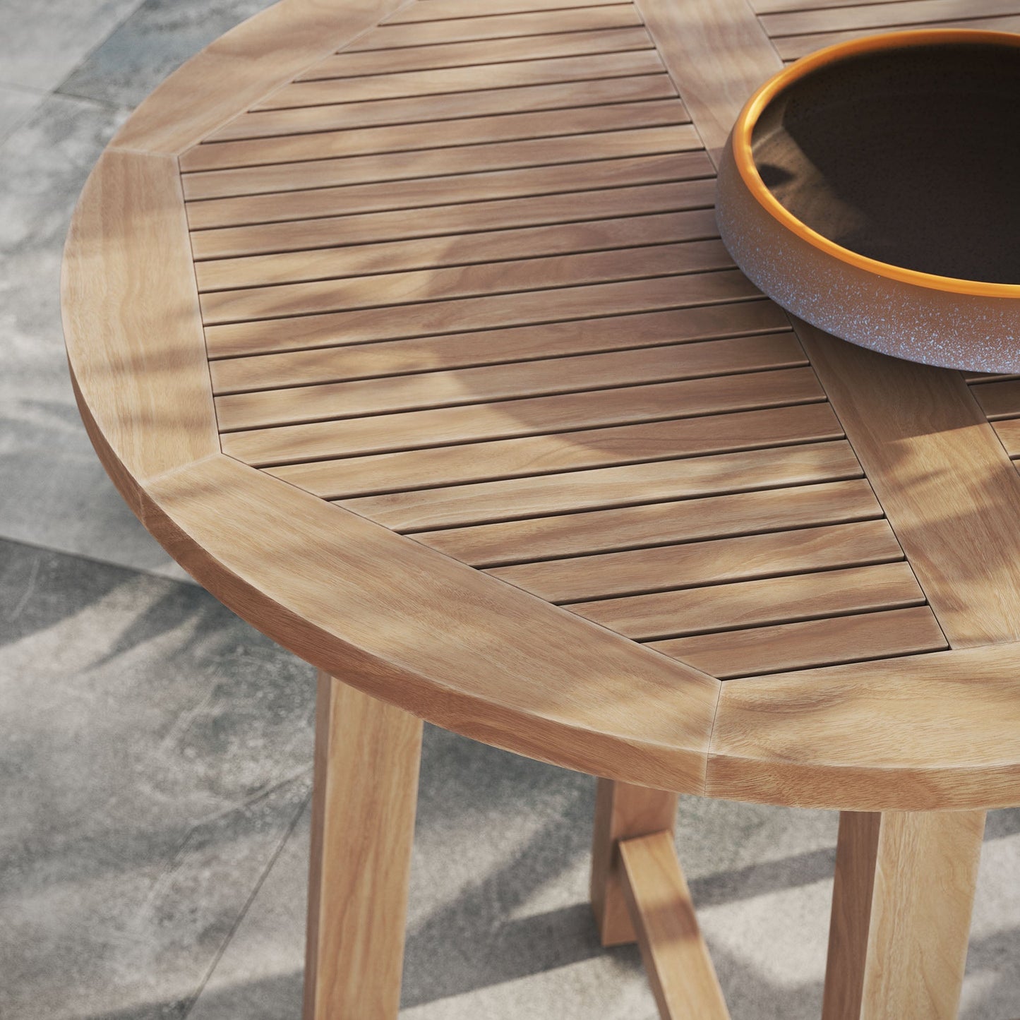 Wellspring 36in Outdoor Teak Bar Table for Patios