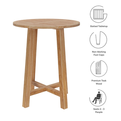 Wellspring 36in Outdoor Teak Bar Table for Patios