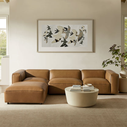 Auren 4-Piece vegan leather modular sofa set in tan brown for a contemporary living room on Tampa Home & Garden Store