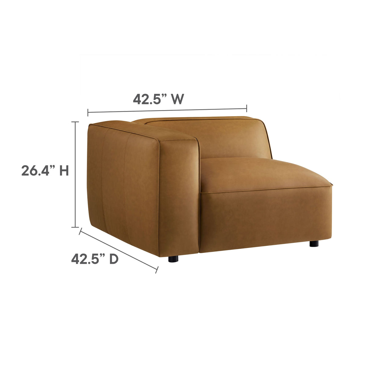 Auren 4-Piece vegan leather modular sofa set by Modway in tan, 42.5W x 26.4H x 42.5D on Tampa Home & Garden Store