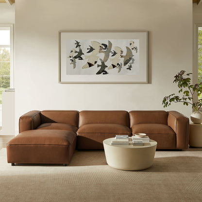 Auren 4-Piece vegan leather modular sofa set in tan brown leather for a contemporary living room on Tampa Home & Garden Store