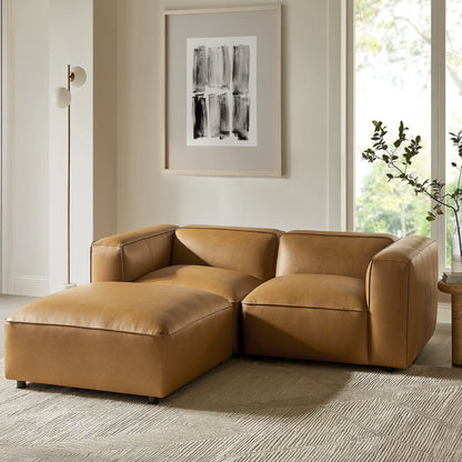 Auren 3-Piece upholstered vegan leather modular loveseat with ottoman in tan by HouseOfZazla on Tampa Home & Garden Store