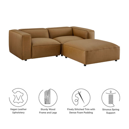 Auren 3-piece vegan leather modular loveseat with ottoman in tan by Modway on Tampa Home & Garden Store