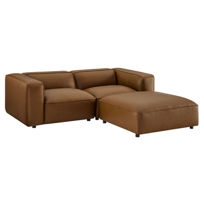 Auren 3-piece upholstered vegan leather modular loveseat with ottoman brown on Tampa Home & Garden Store