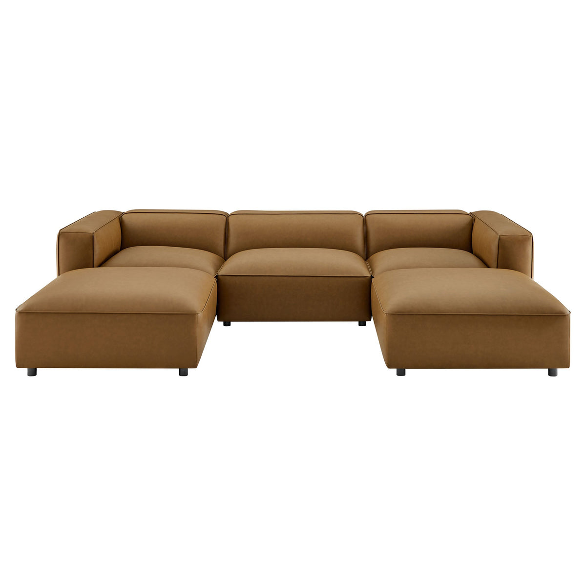 Auren 5-Piece Upholstered Vegan Leather Modular U-Shaped Sofa in tan on Tampa Home & Garden Store