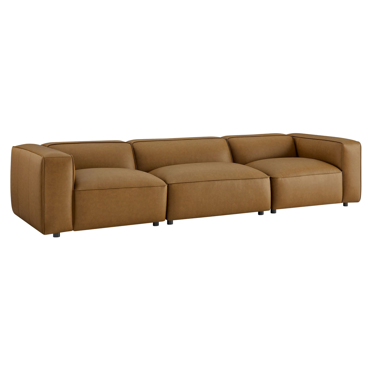 Auren 3-Piece Upholstered Vegan Leather Modular Sofa tan, modular sections on Tampa Home & Garden Store