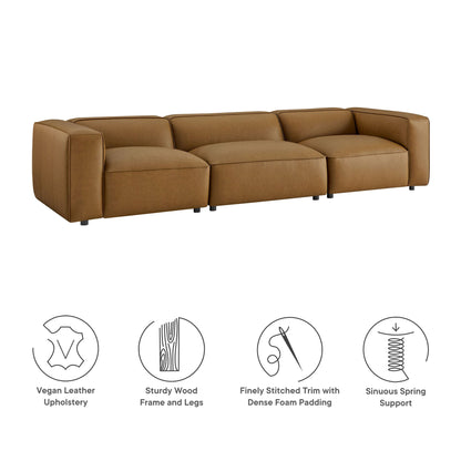 Auren 3-Piece Vegan Leather Modular Sofa in tan; modular sections on sturdy wood frame on Tampa Home & Garden Store