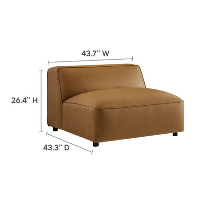 Auren 3-Piece Upholstered Vegan Leather Modular Sofa tan with lines 43.7W x 43.3D x 26.4H on Tampa Home & Garden Store