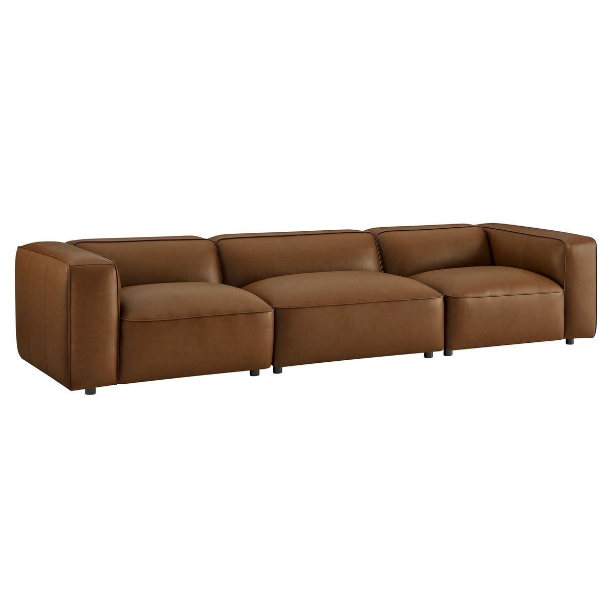 Auren 3-Piece Upholstered Vegan Leather Modular Sofa in brown, modular sectional by Modway on Tampa Home & Garden Store