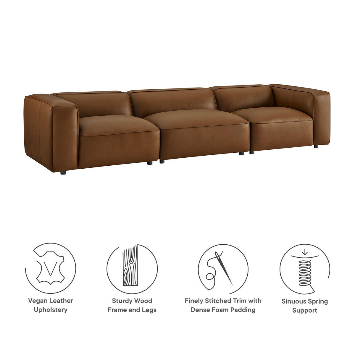 Auren 3-Piece Upholstered Vegan Leather Modular Sofa in brown by HouseOfZazla on Tampa Home & Garden Store