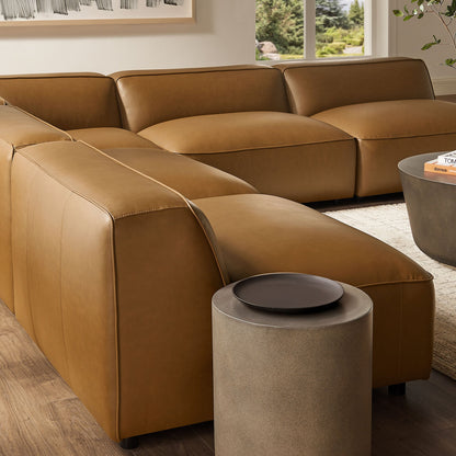 Auren 5pc L-shaped vegan leather modular sofa in tan with 2 ottomans HouseOfZazla on Tampa Home & Garden Store