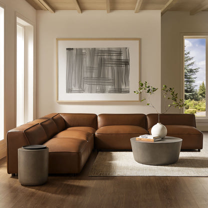 Auren 5-Piece Upholstered Armless L-Shaped vegan leather modular sofa in tan brown on Tampa Home & Garden Store