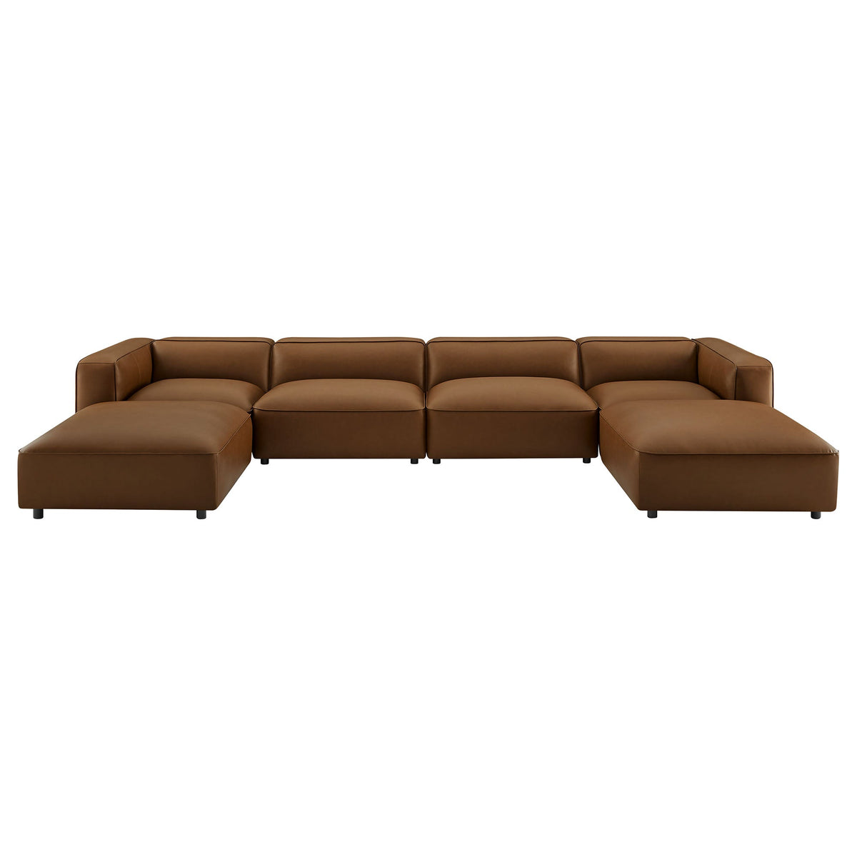 Auren 6-piece vegan leather modular sofa in warm brown by HouseOfZazla on Tampa Home & Garden Store