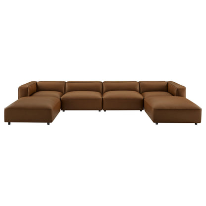 Auren 6-piece vegan leather modular sofa in warm brown by HouseOfZazla on Tampa Home & Garden Store