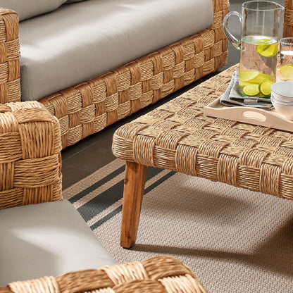 Thames 4-Piece outdoor wicker sofa sectional with beige cushions and natural rattan weave on Tampa Home & Garden Store