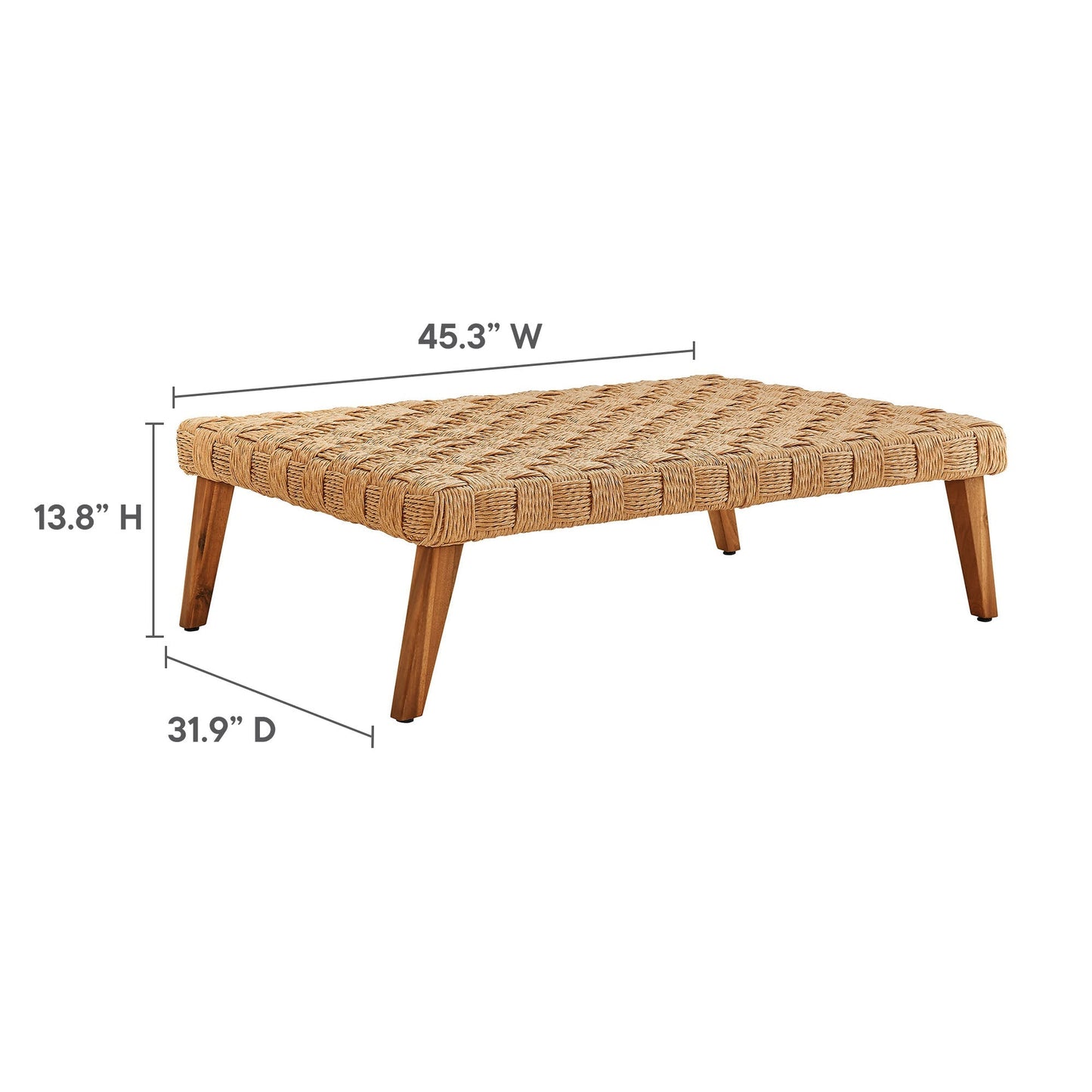 Thames Outdoor Wicker Patio Coffee Table for Deck