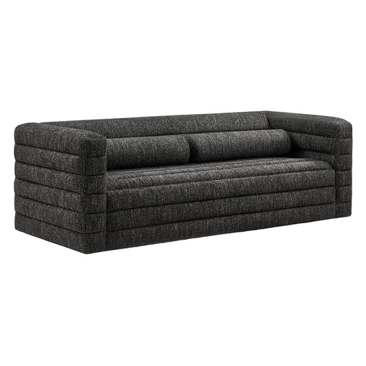 Relle Channel Tufted Boucle Upholstered Sofa by Modway in dark gray boucle fabric on Tampa Home & Garden Store