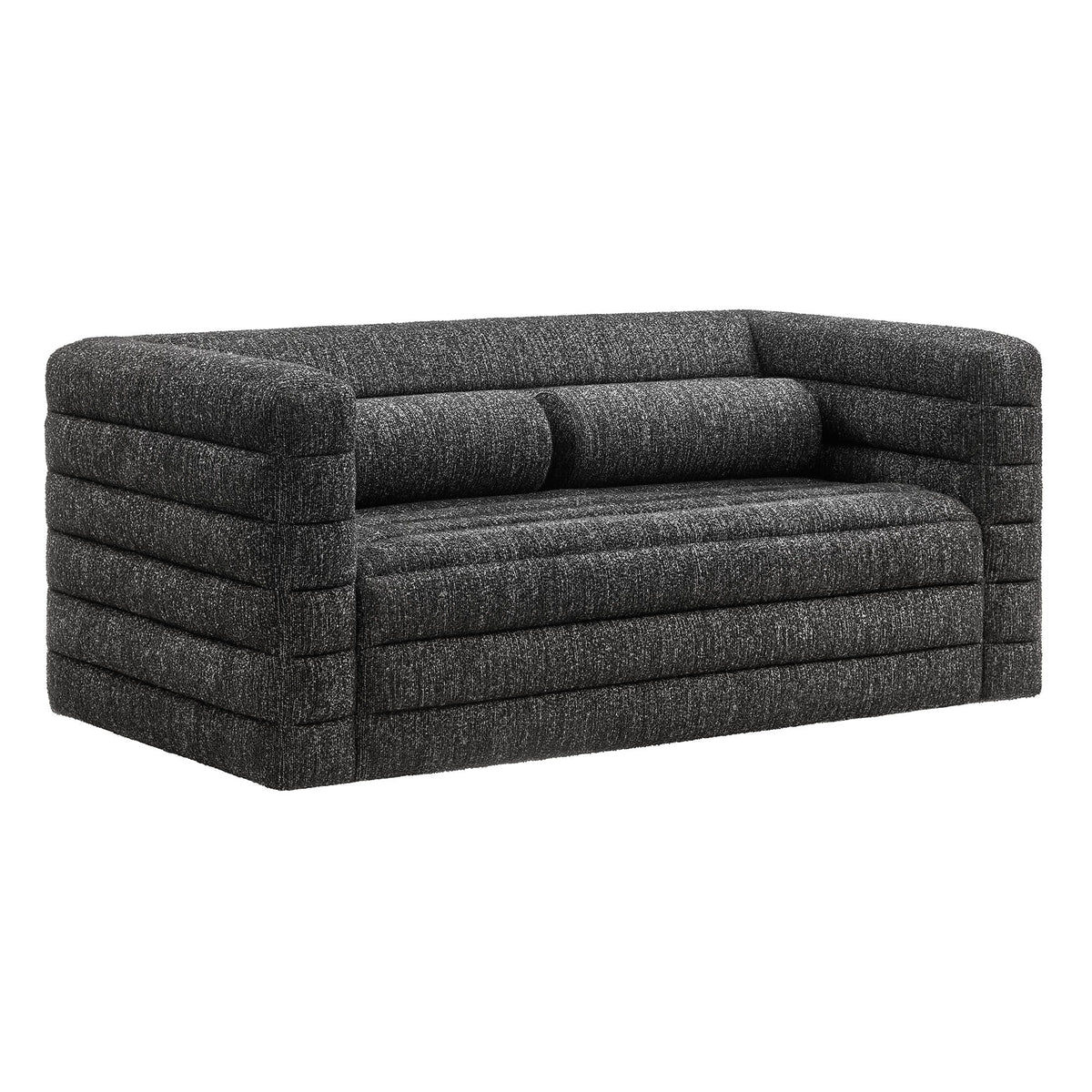 Relle Channel Tufted Boucle Loveseat in dark charcoal boucle with square arms by Modway on Tampa Home & Garden Store