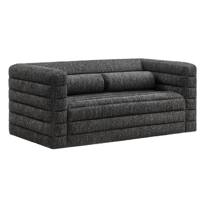 Relle Channel Tufted Boucle Loveseat in dark charcoal boucle with square arms by Modway on Tampa Home & Garden Store