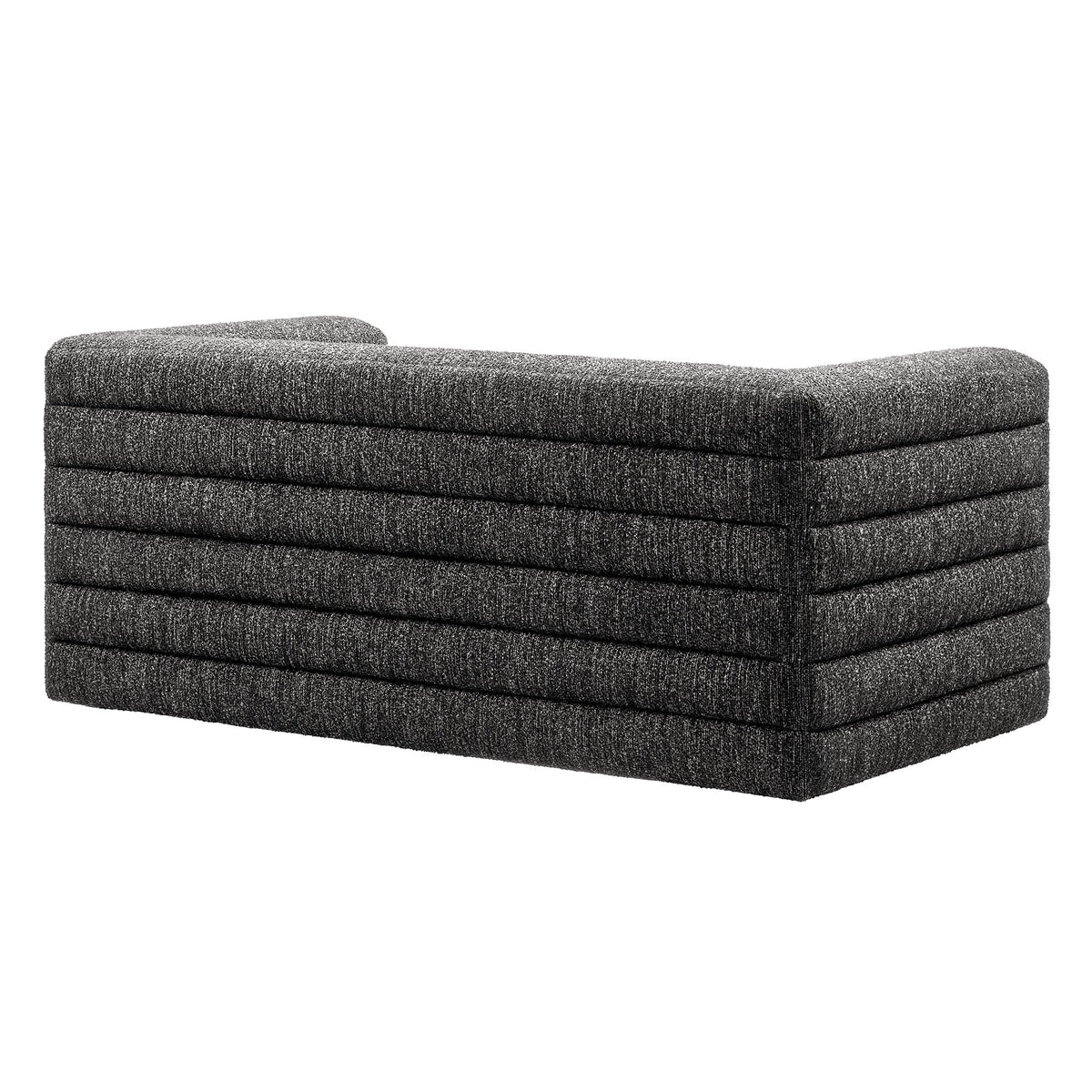 Relle Channel Tufted Boucle Upholstered Loveseat in charcoal gray boucle fabric by HouseOfZazla on Tampa Home & Garden Store