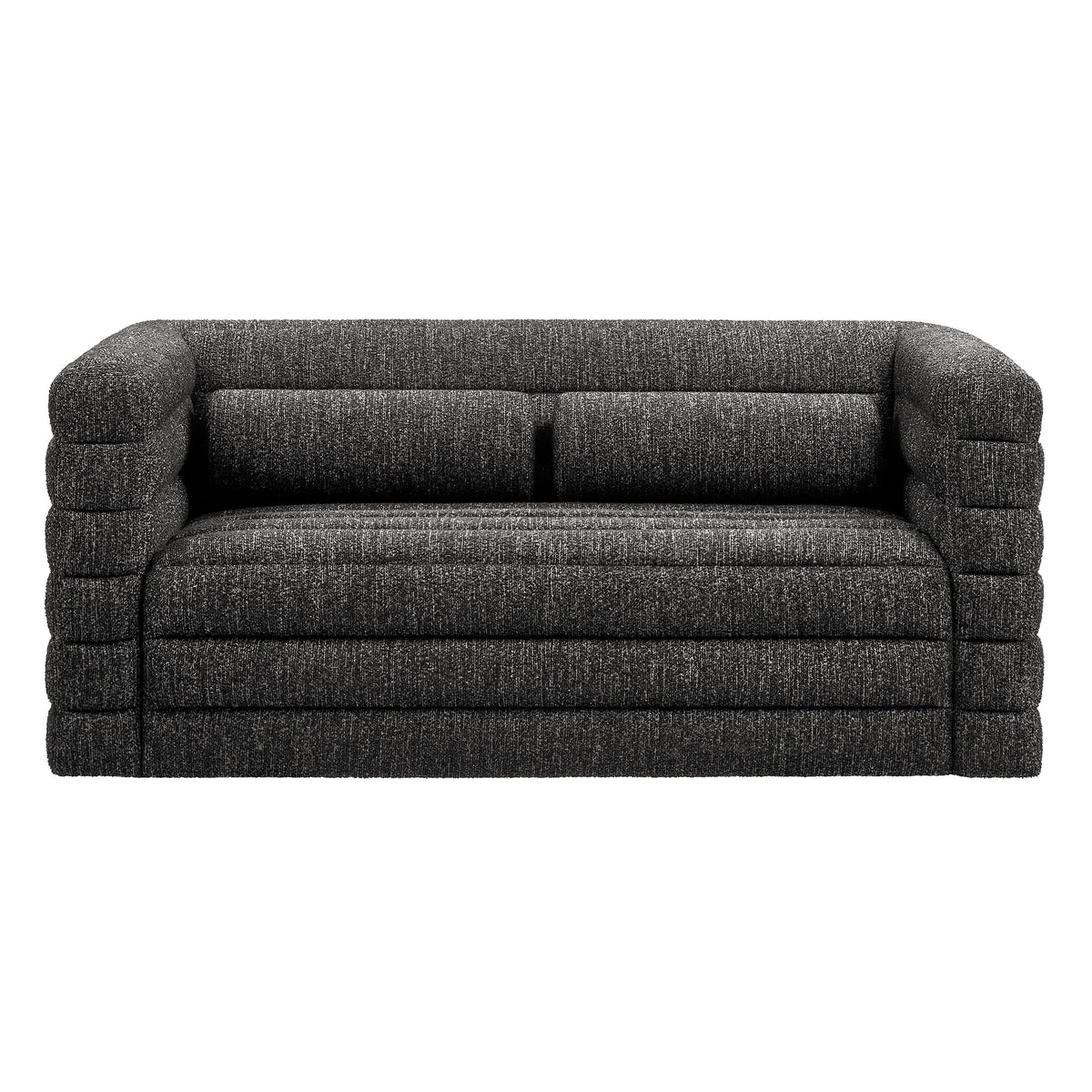 Relle Channel Tufted Boucle Loveseat in dark gray fabric for living room by HouseOfZazla on Tampa Home & Garden Store