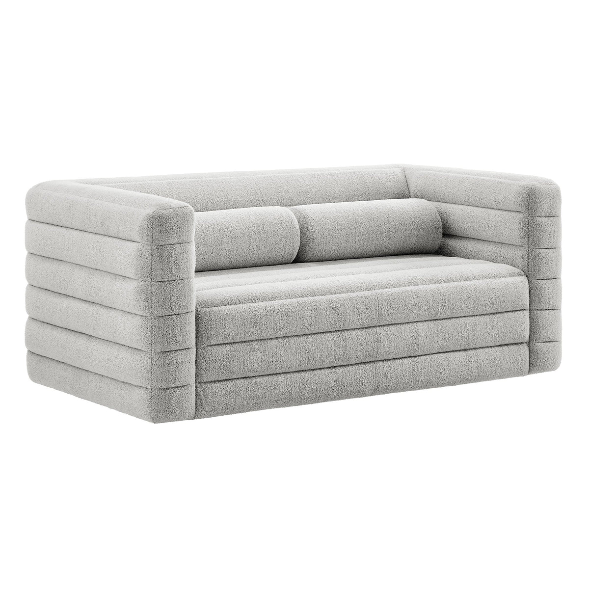Relle Channel Tufted Boucle Upholstered Loveseat beige fabric with rounded arms by Modway on Tampa Home & Garden Store