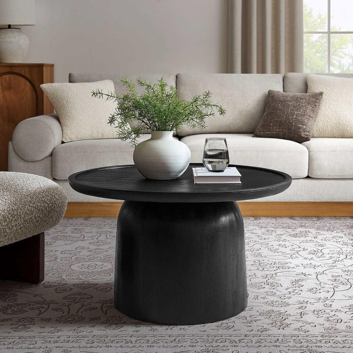 Holloway 30-inch Round Mango Wood Coffee Table by Modway, black finish on Tampa Home & Garden Store