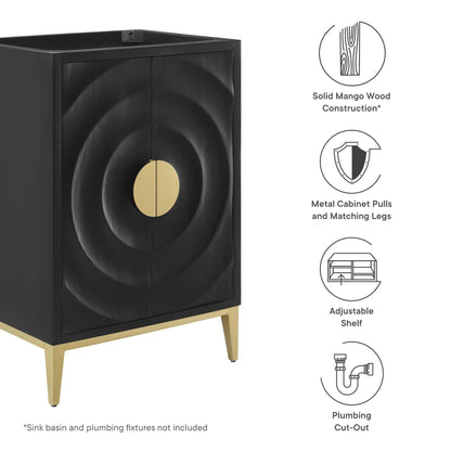 Beau 24in bathroom vanity black mango wood cabinet gold legs brass pulls HouseOfZazla on Tampa Home & Garden Store