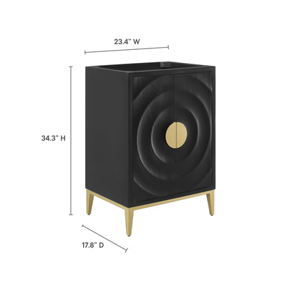 Beau 24in black bathroom vanity cabinet by HouseOfZazla with gold round pulls and legs on Tampa Home & Garden Store