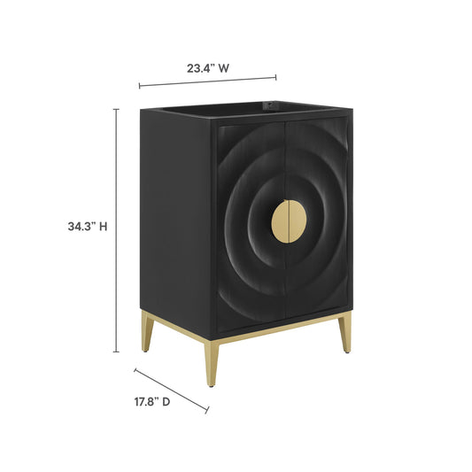 Beau 24in black bathroom vanity cabinet by HouseOfZazla with gold round pulls and legs on Tampa Home & Garden Store