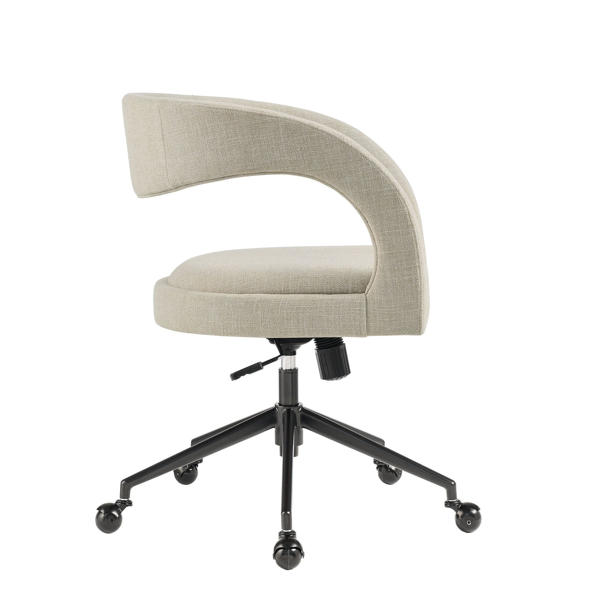 Pinnacle Upholstered Office Chair beige fabric with curved back and cushioned seat on Tampa Home & Garden Store