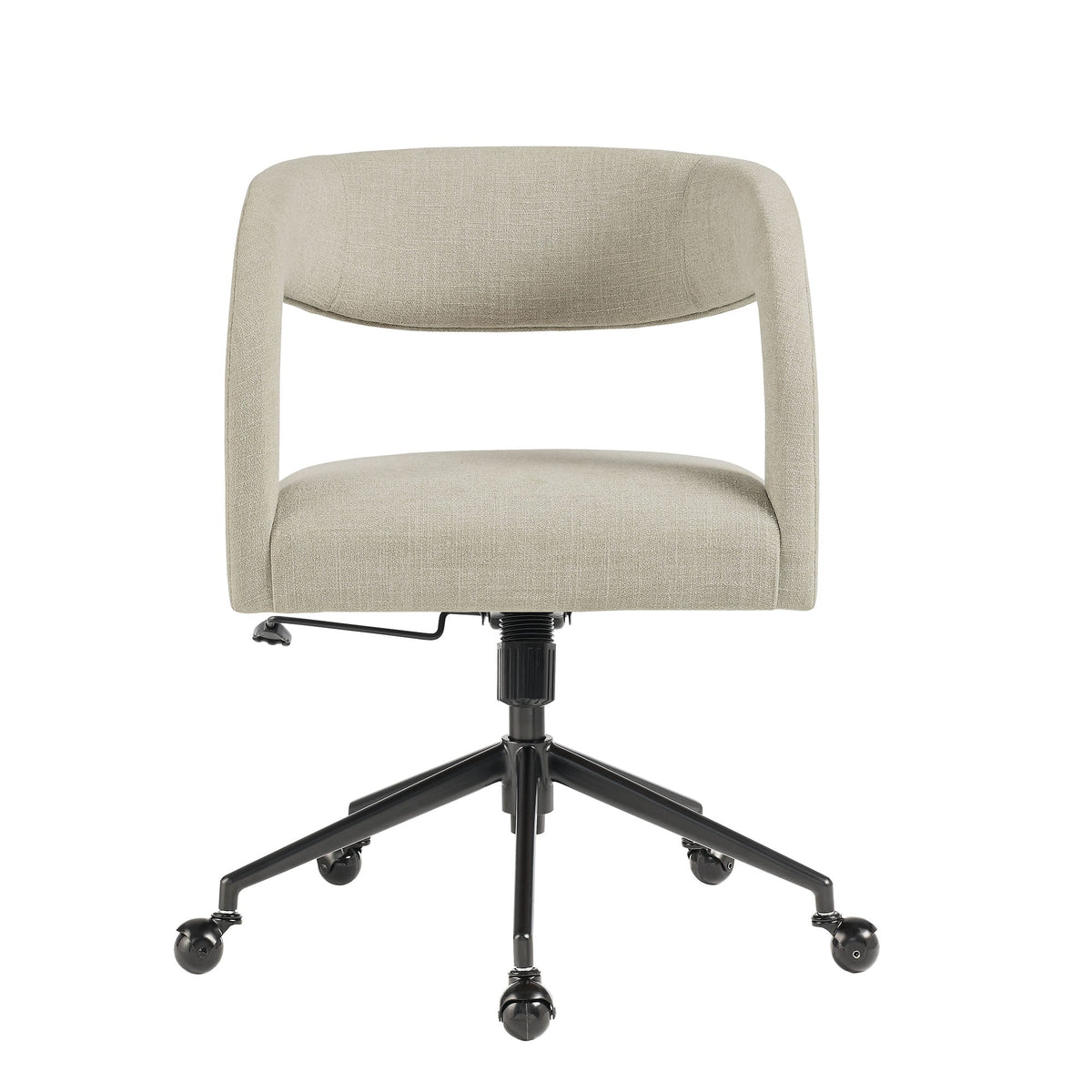 Pinnacle upholstered office chair beige fabric with curved back, five-star base, gas lift casters on Tampa Home & Garden Store
